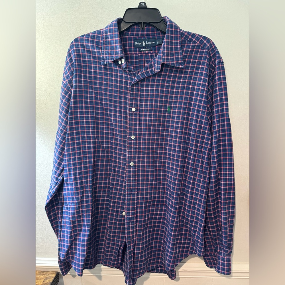 Ralph Lauren Blue and Red Casual Button Down Shirt